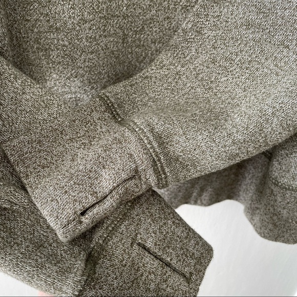 Roots 1/4 Zip Hooded Sweatshirt in Salt & Pepper Green - Picture 6 of 7